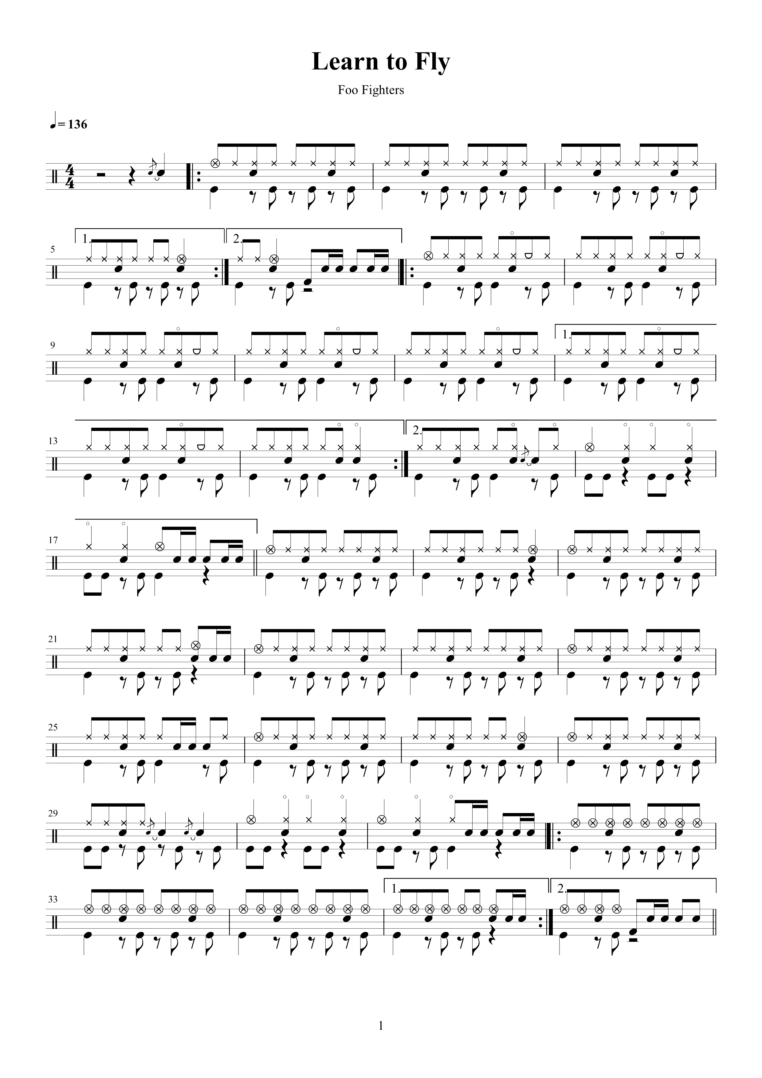 Learn to Fly 鼓谱预览