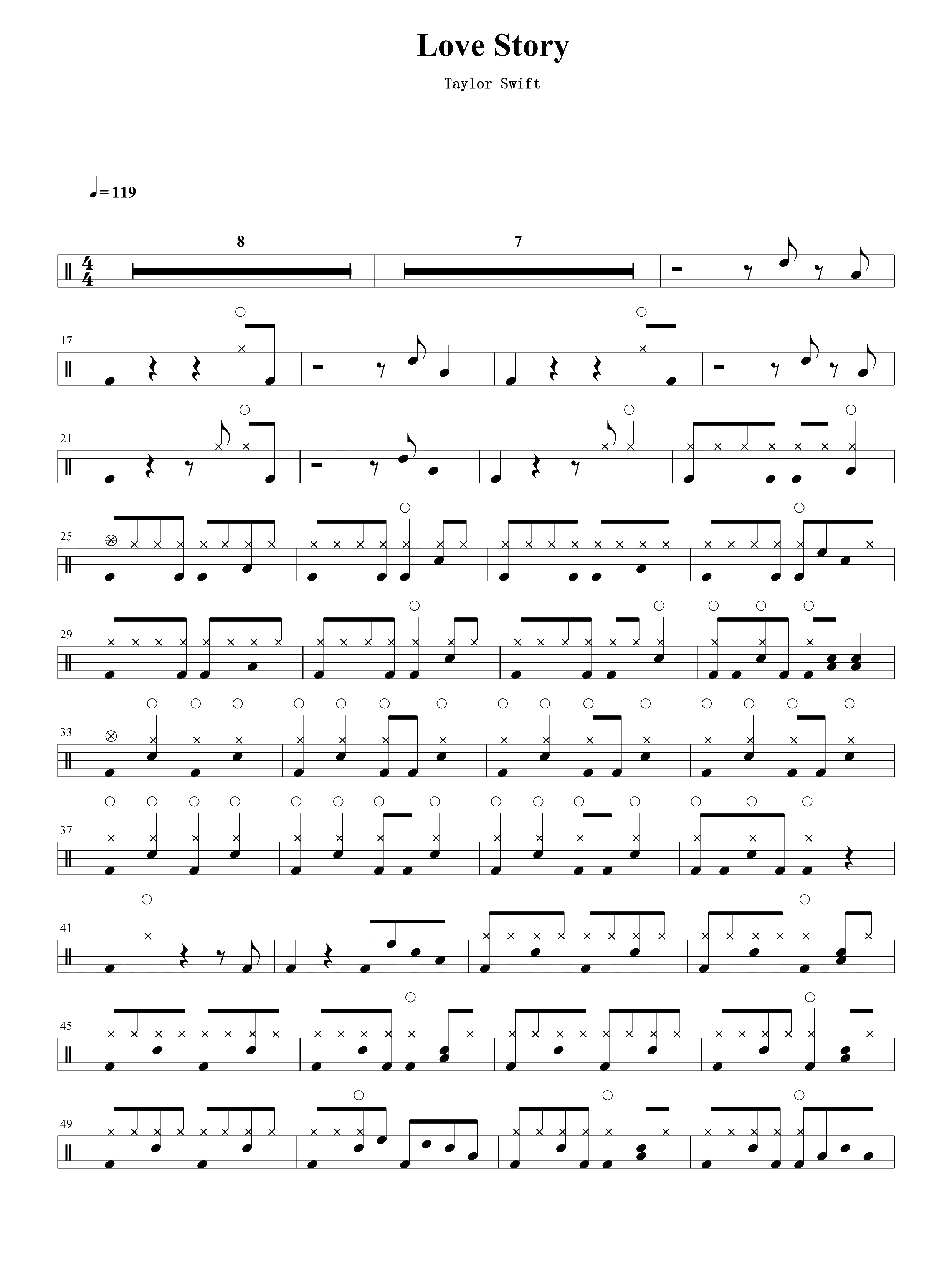 Love Story 鼓谱预览