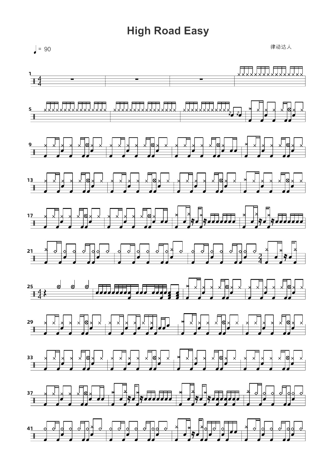 High Road Easy 鼓谱预览