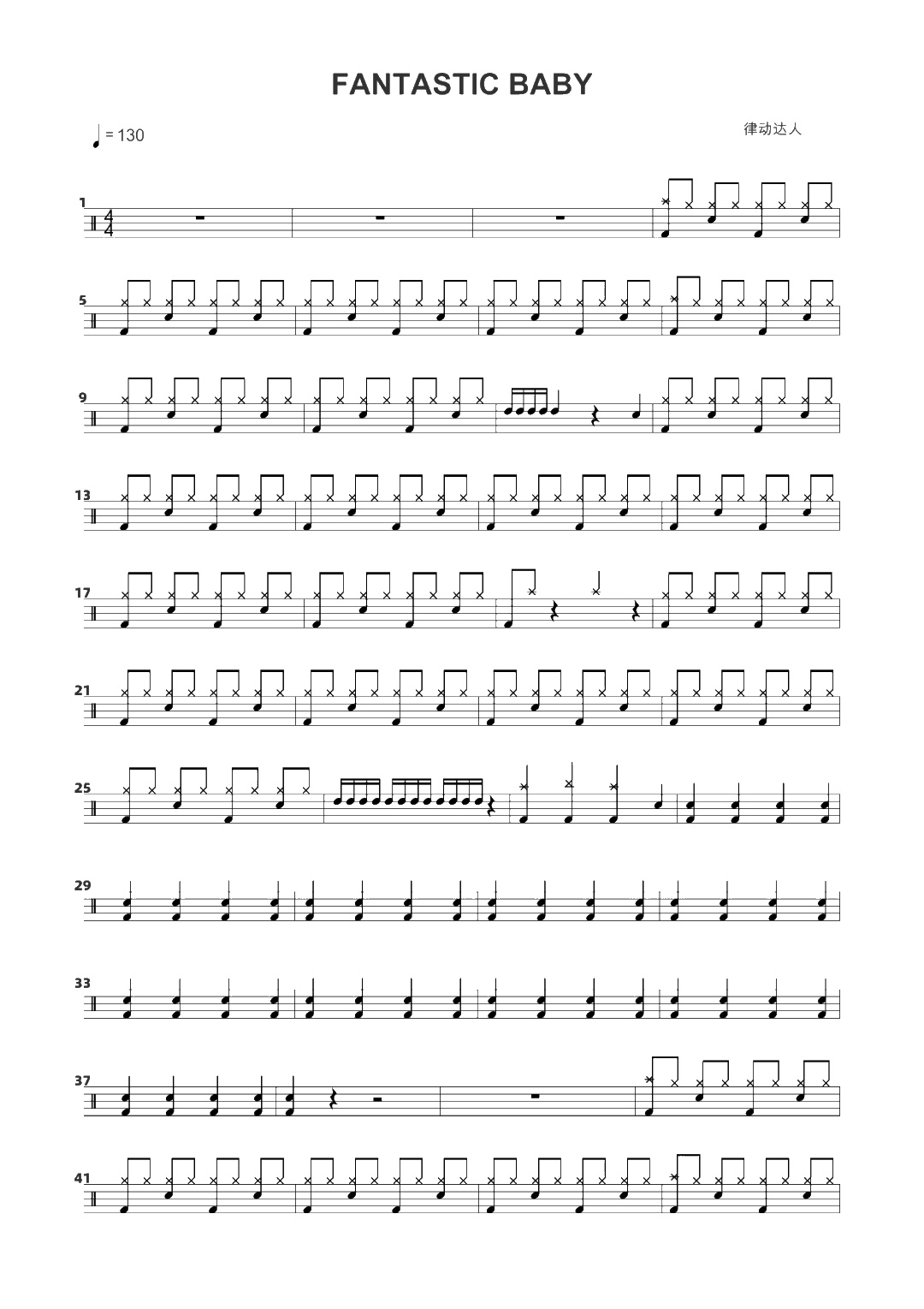 FANTASTIC BABY 鼓谱预览