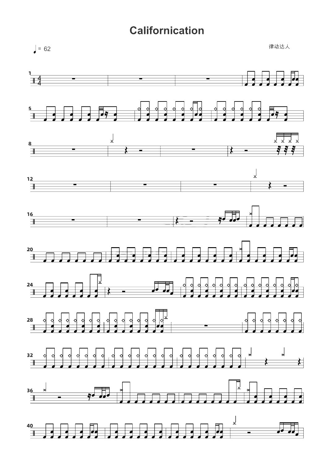 Californication 鼓谱预览