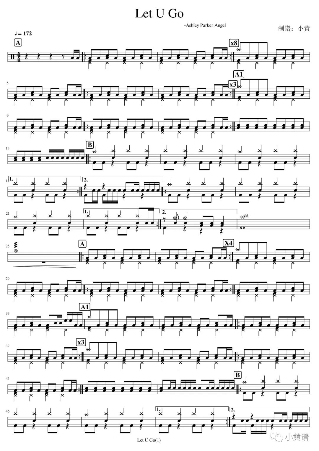 Let U Go 鼓谱预览