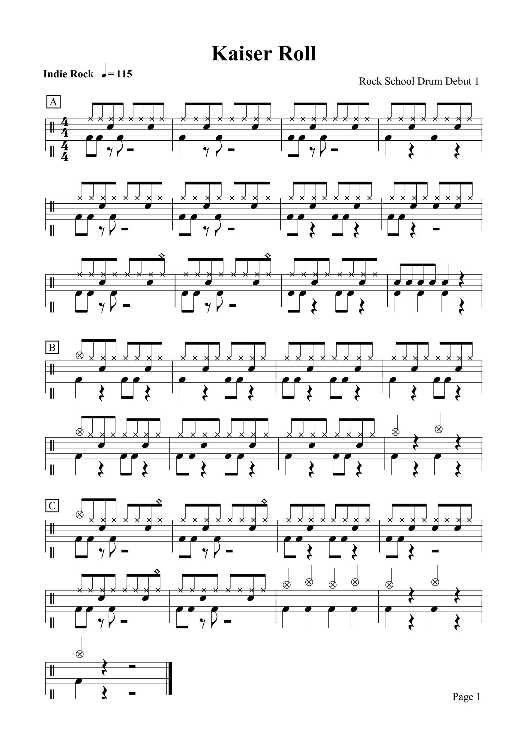 Kaiser Roll 鼓谱预览