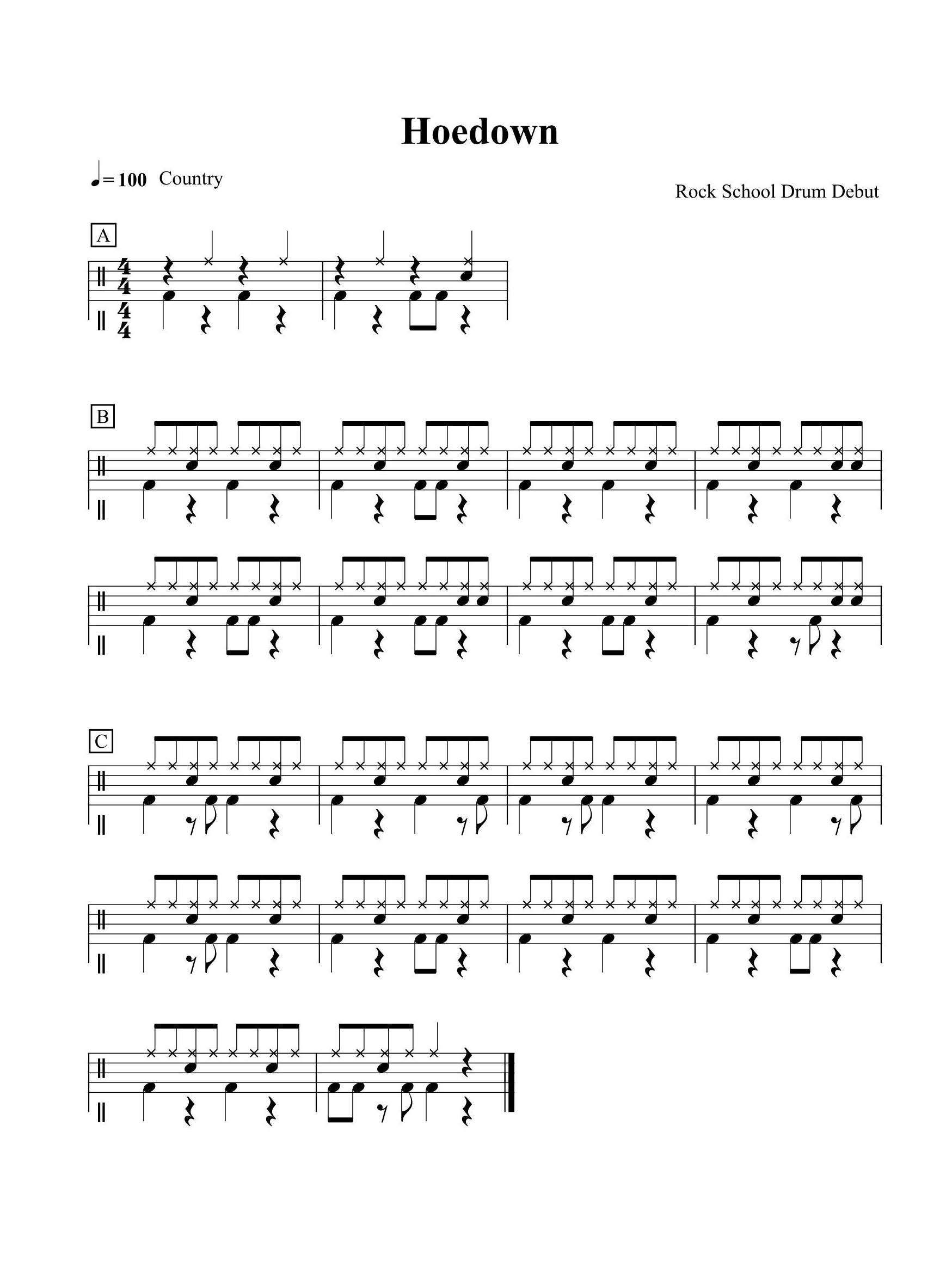 Hoedown 鼓谱预览