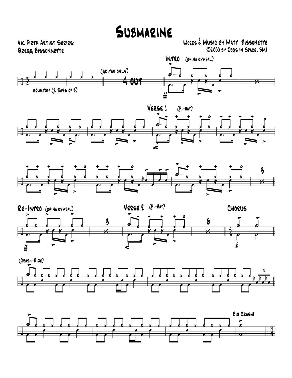 Submarine 鼓谱预览