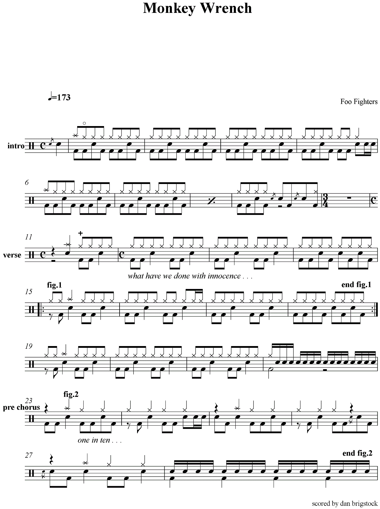 Monkey wrench 鼓谱预览