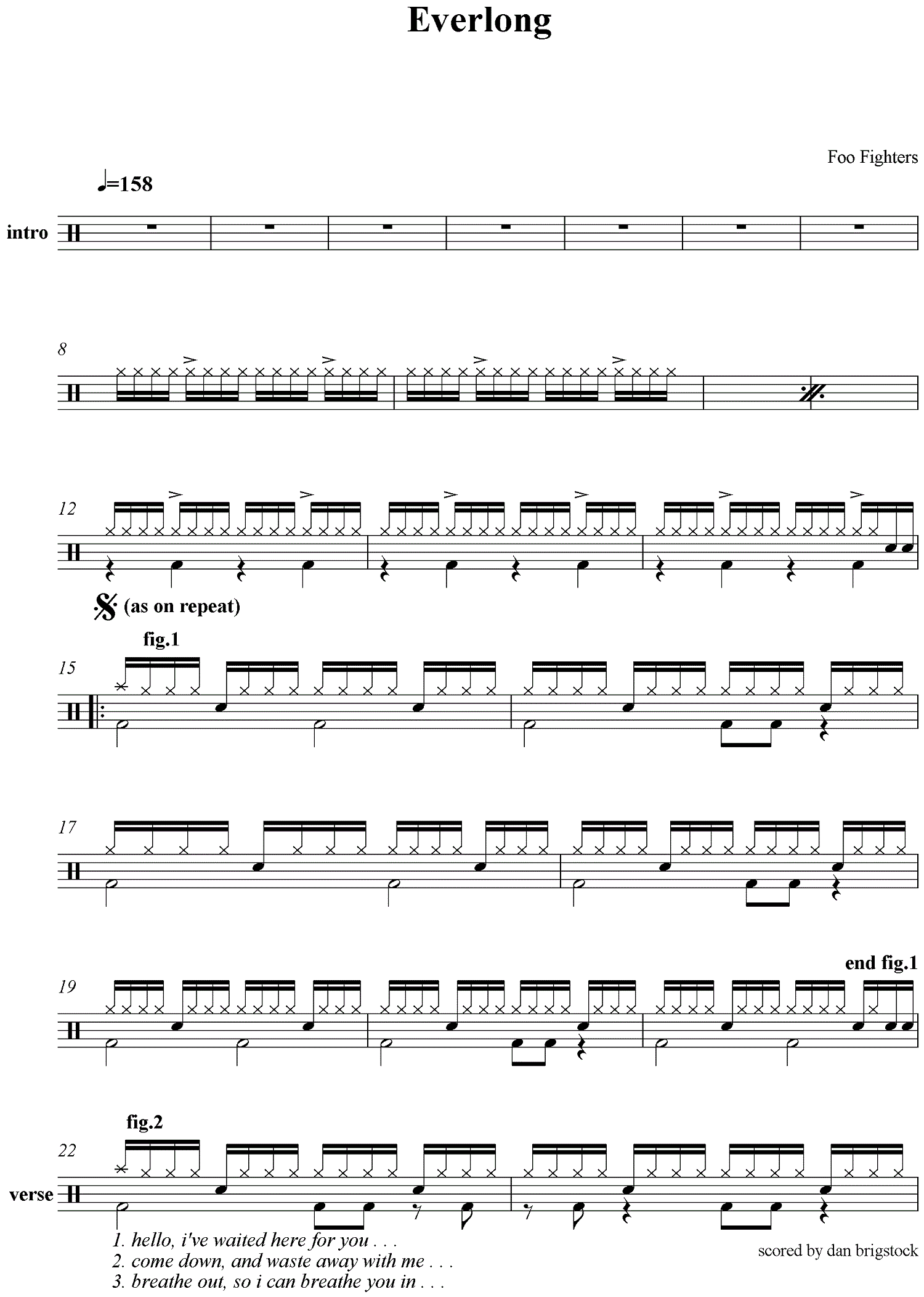 Everlong 鼓谱预览