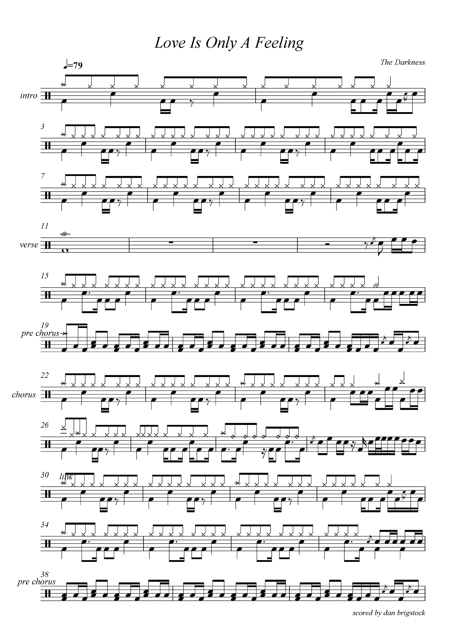 Love is only a feeling 鼓谱预览