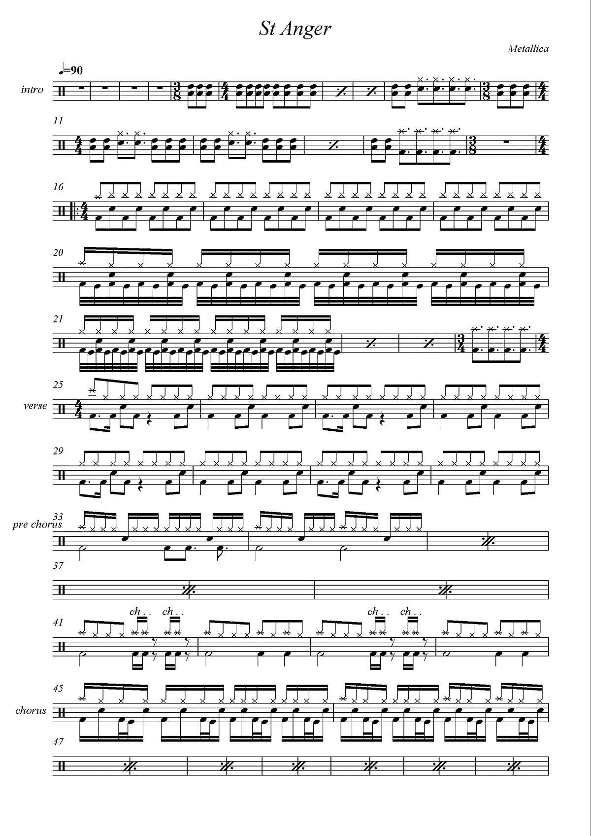 St. anger 鼓谱预览