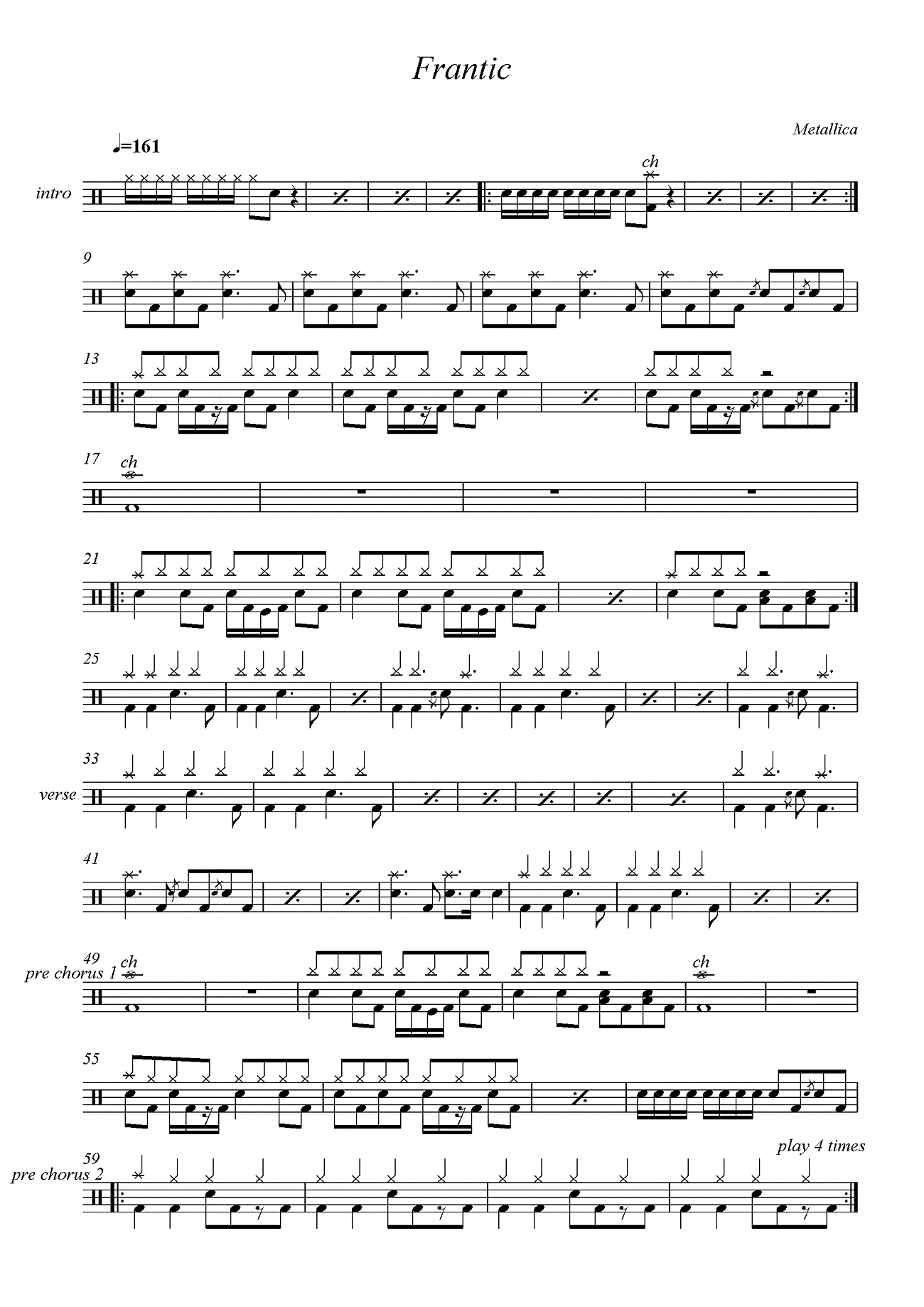 Frantic 鼓谱预览