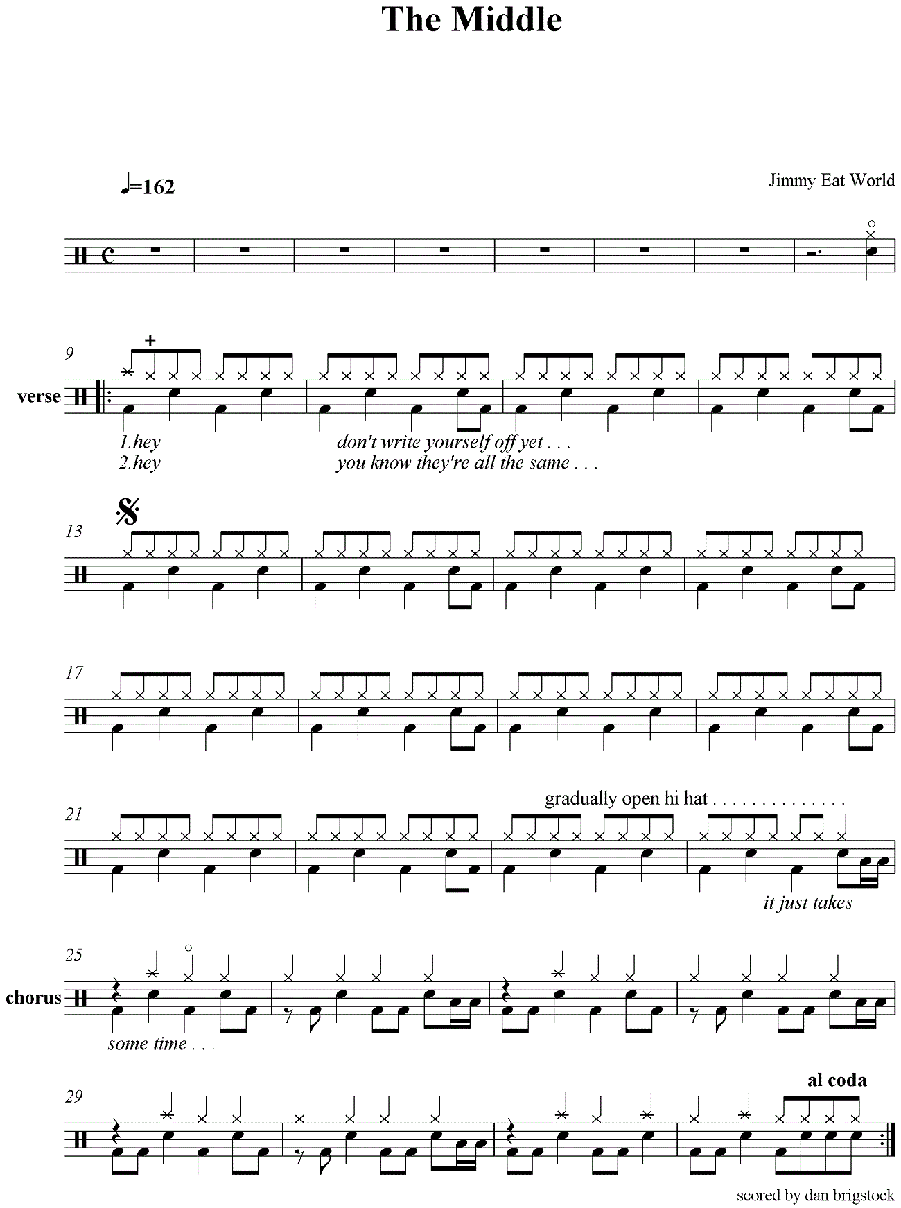 The middle 鼓谱预览