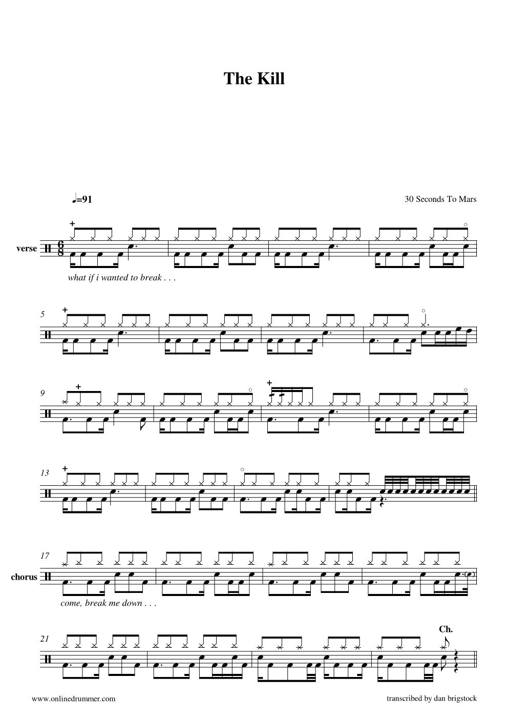 The Kill 鼓谱预览