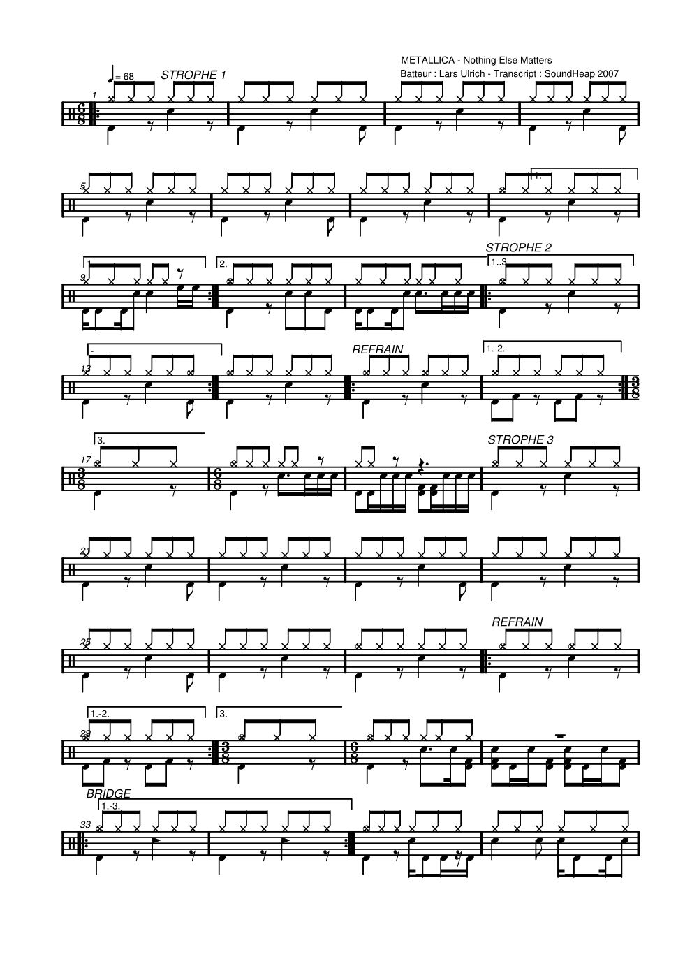 Nothing Else Matters 鼓谱预览