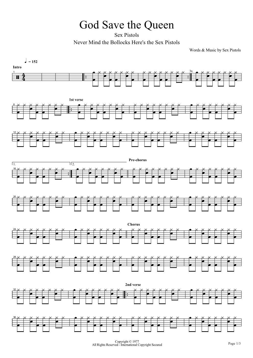 God Save The Queenk 鼓谱预览