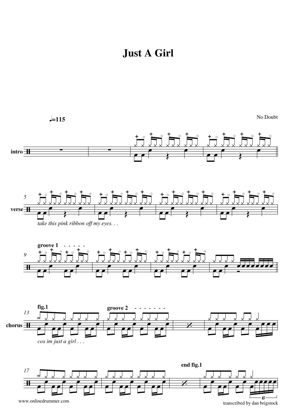 Just A Girlk 鼓谱预览