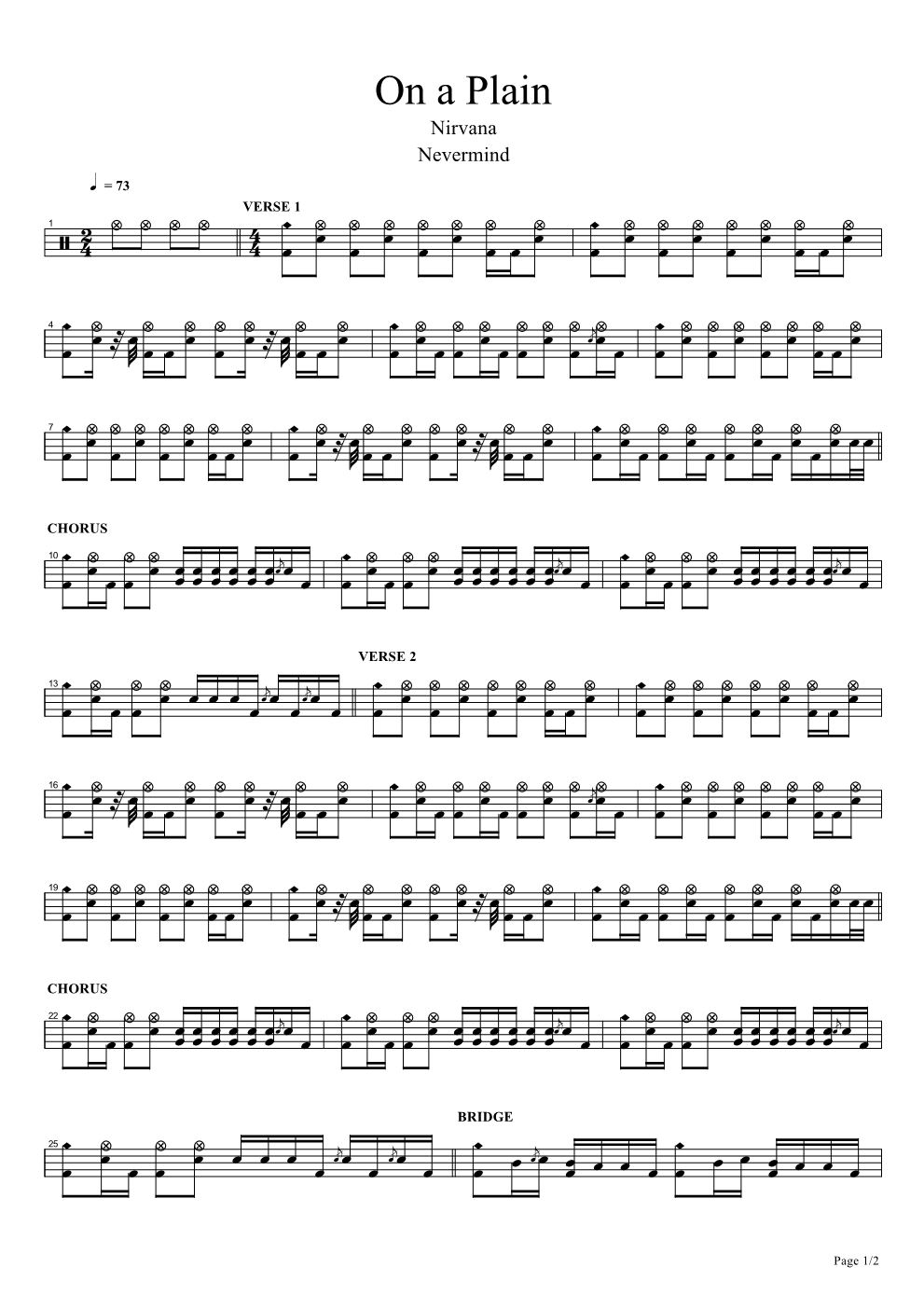 On A Plaink 鼓谱预览