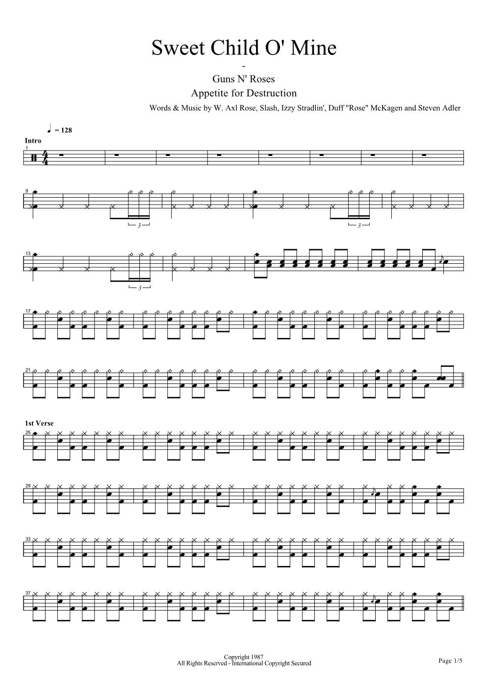 Sweet Child O' Mine 鼓谱预览