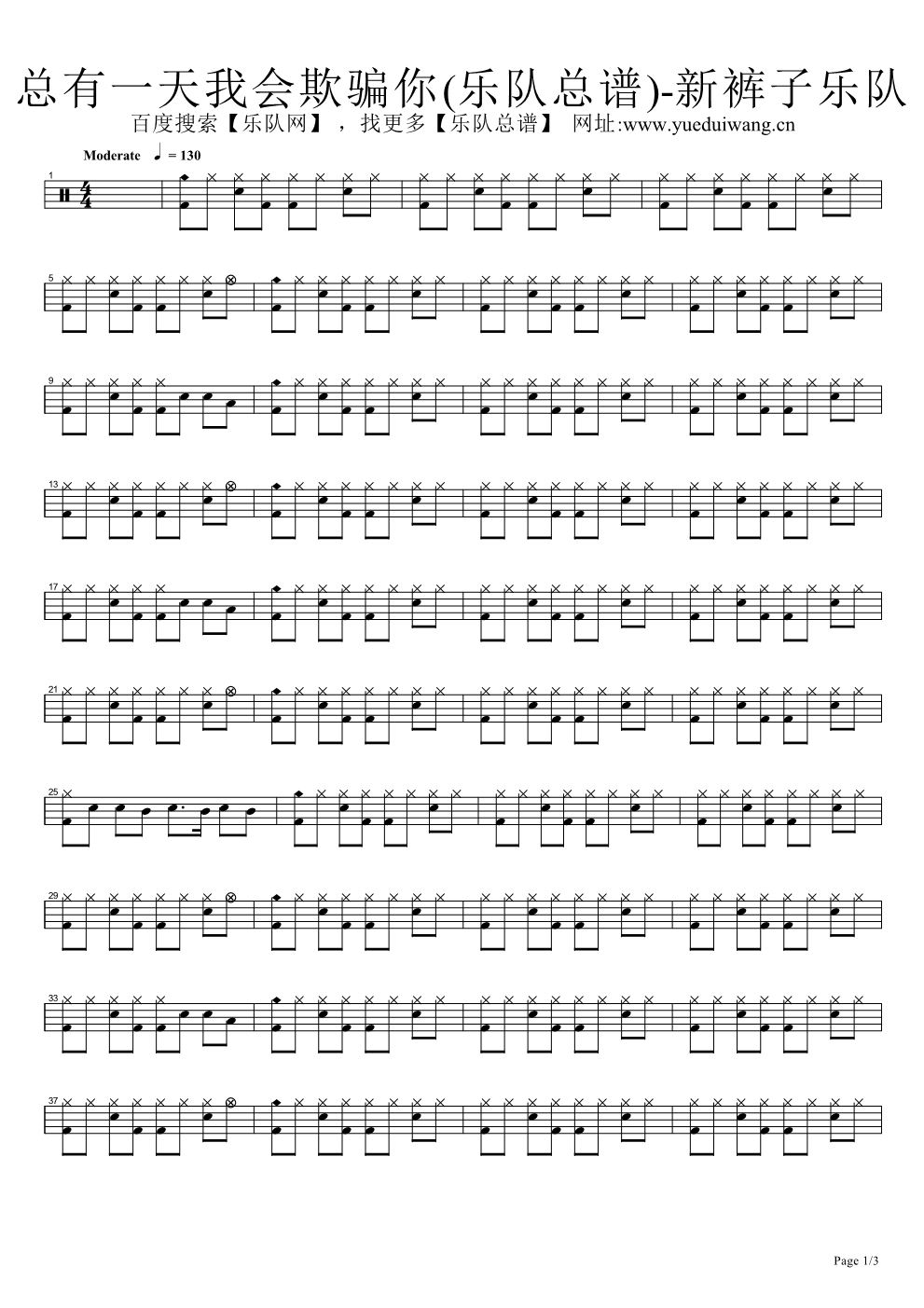 总有一天我会欺骗你 鼓谱预览