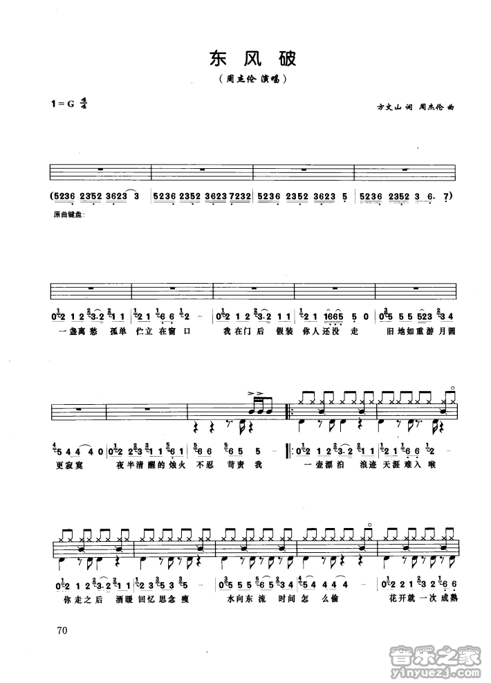 东风破 鼓谱预览