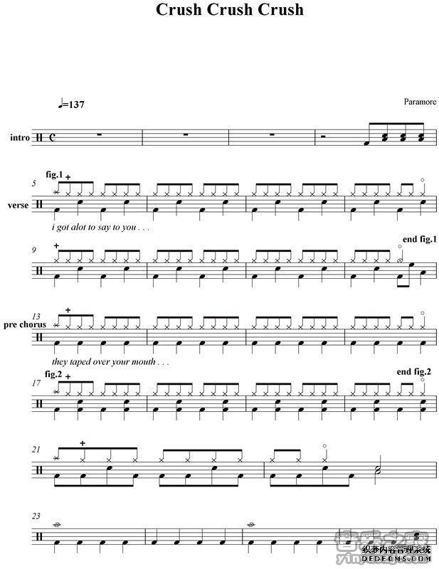 Crush Crush Crush 鼓谱预览