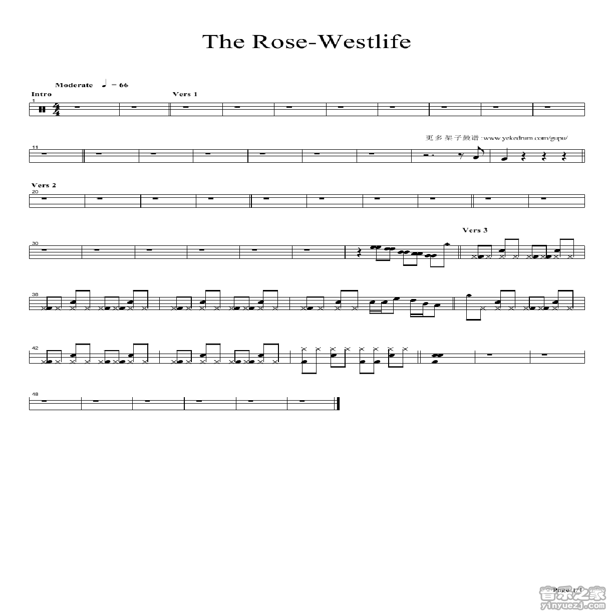 The Rose 鼓谱预览