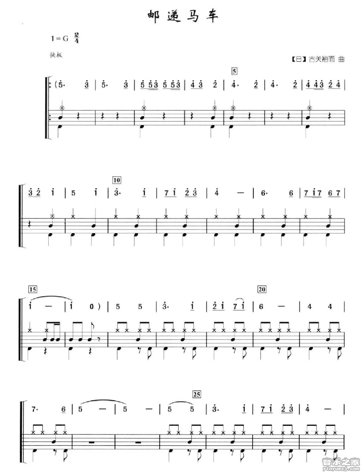 邮递马车 鼓谱预览