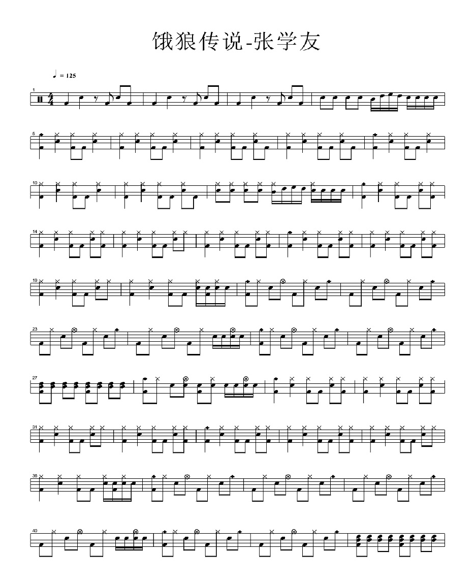 饿狼传说 鼓谱预览