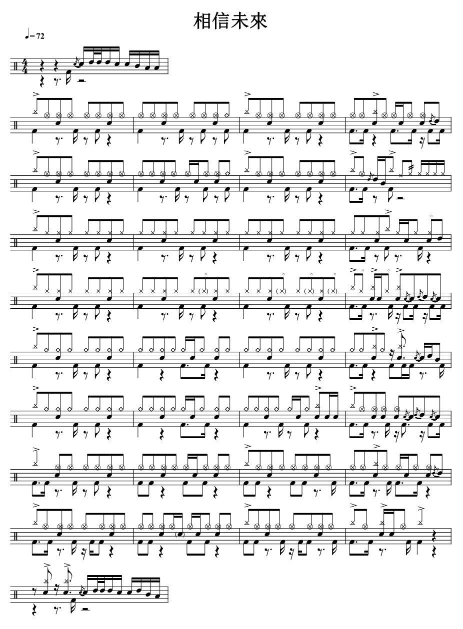 相信未来 鼓谱预览