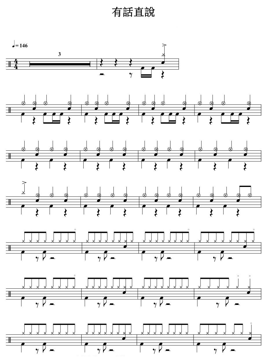 有话直说 鼓谱预览