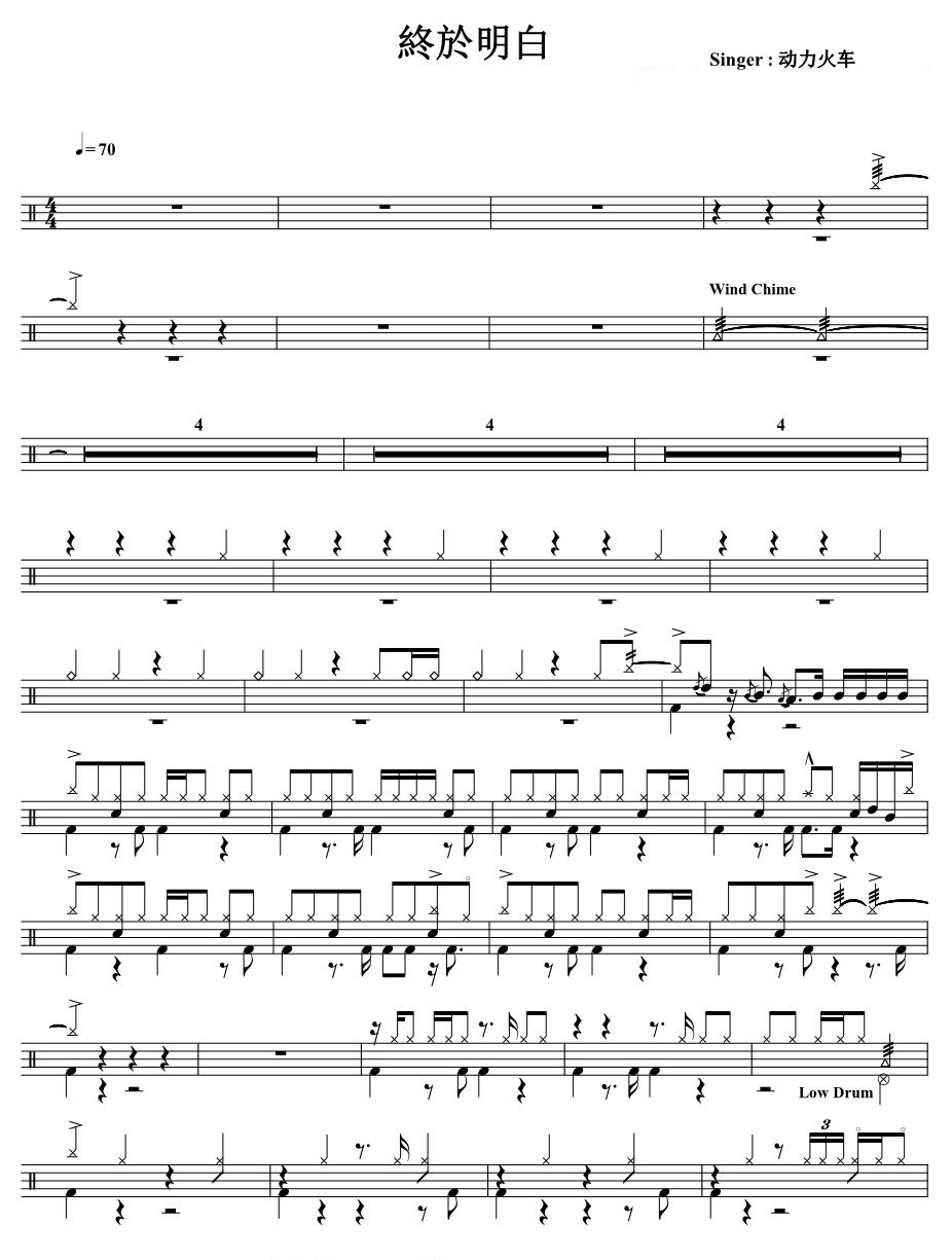 终于明白 鼓谱预览