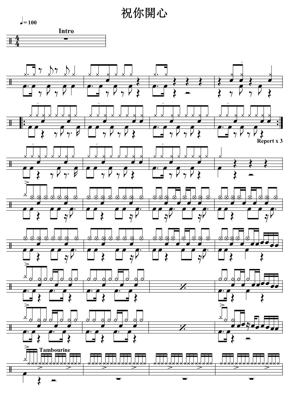 祝你开心 鼓谱预览