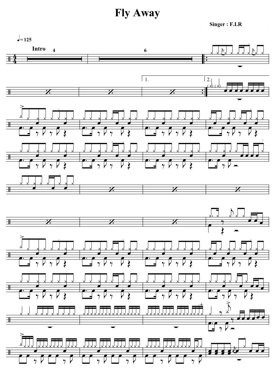 Fly Away 鼓谱预览