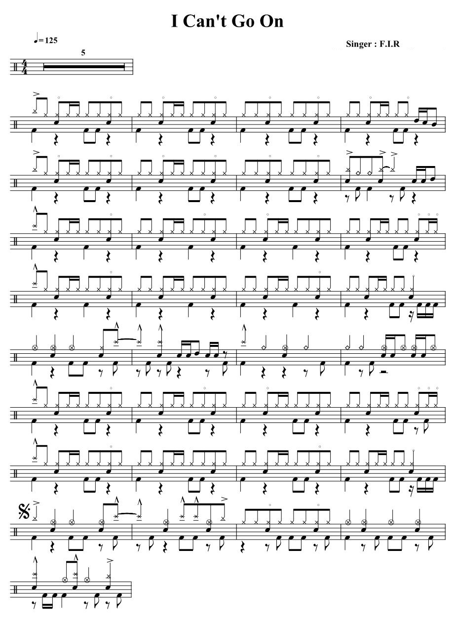 I Can't Go On 鼓谱预览