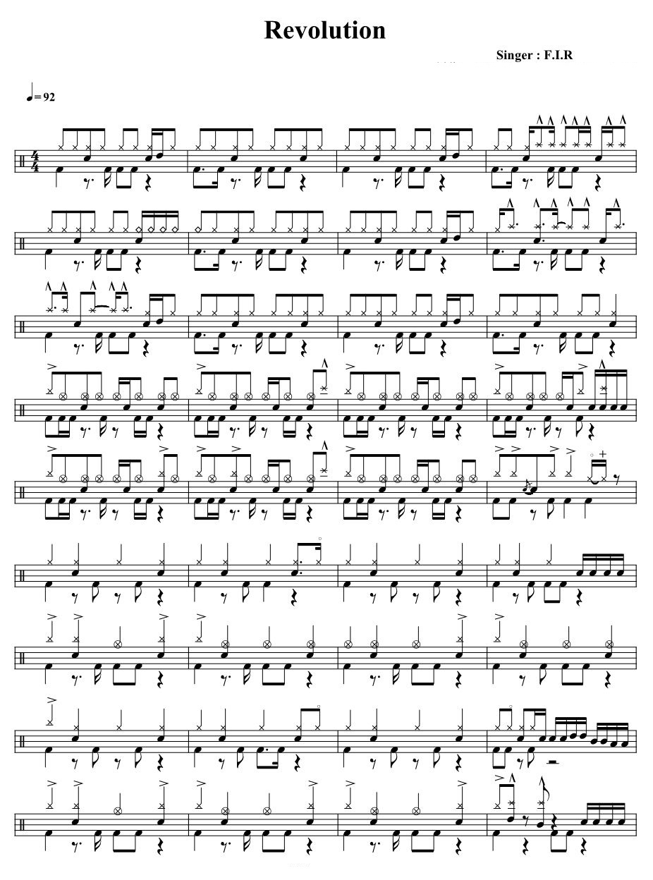Revolution 鼓谱预览