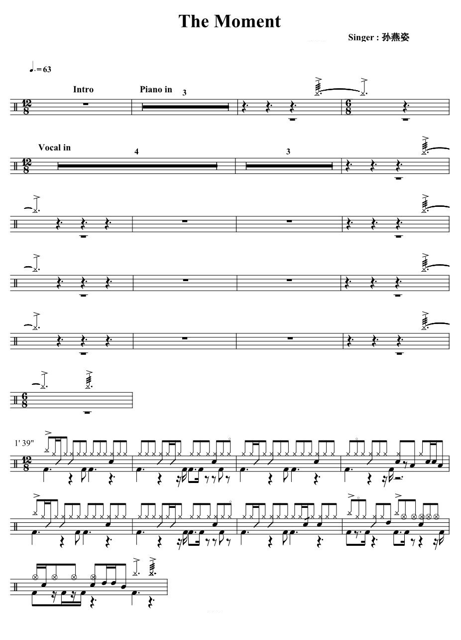 The Moment 鼓谱预览