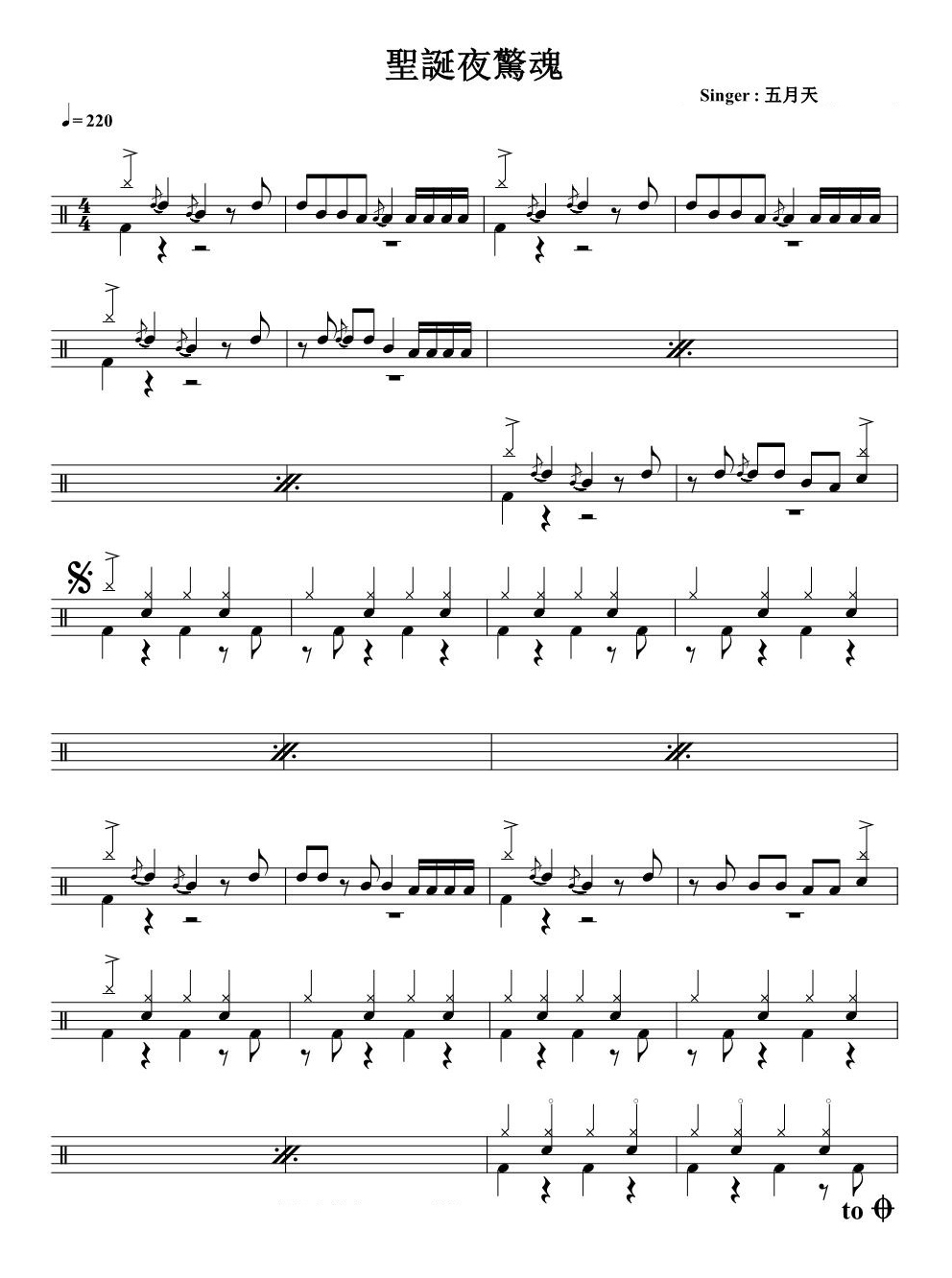 圣诞夜惊魂 鼓谱预览