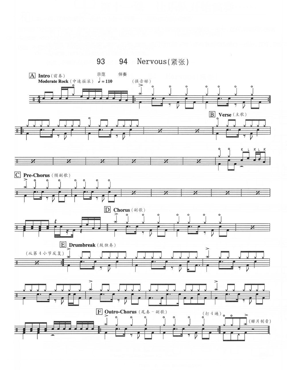 紧张 鼓谱预览