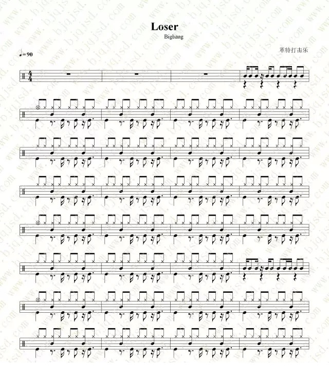 Loser 鼓谱预览