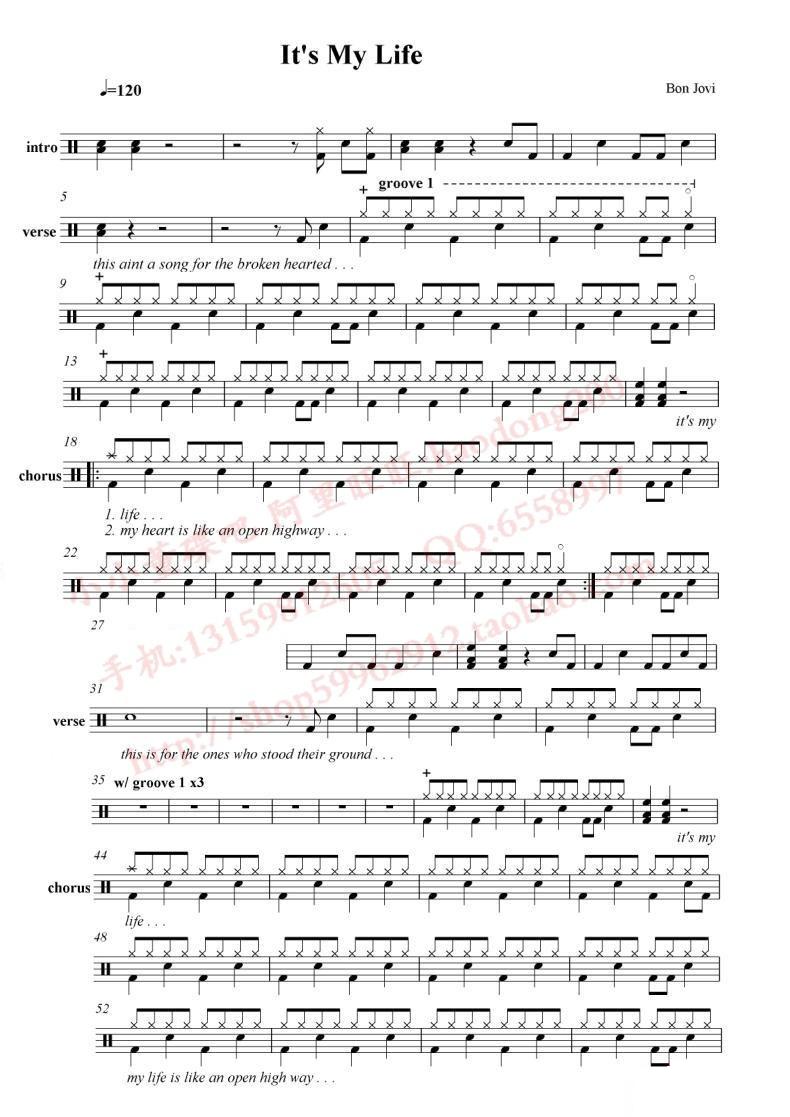 It's my life 鼓谱预览