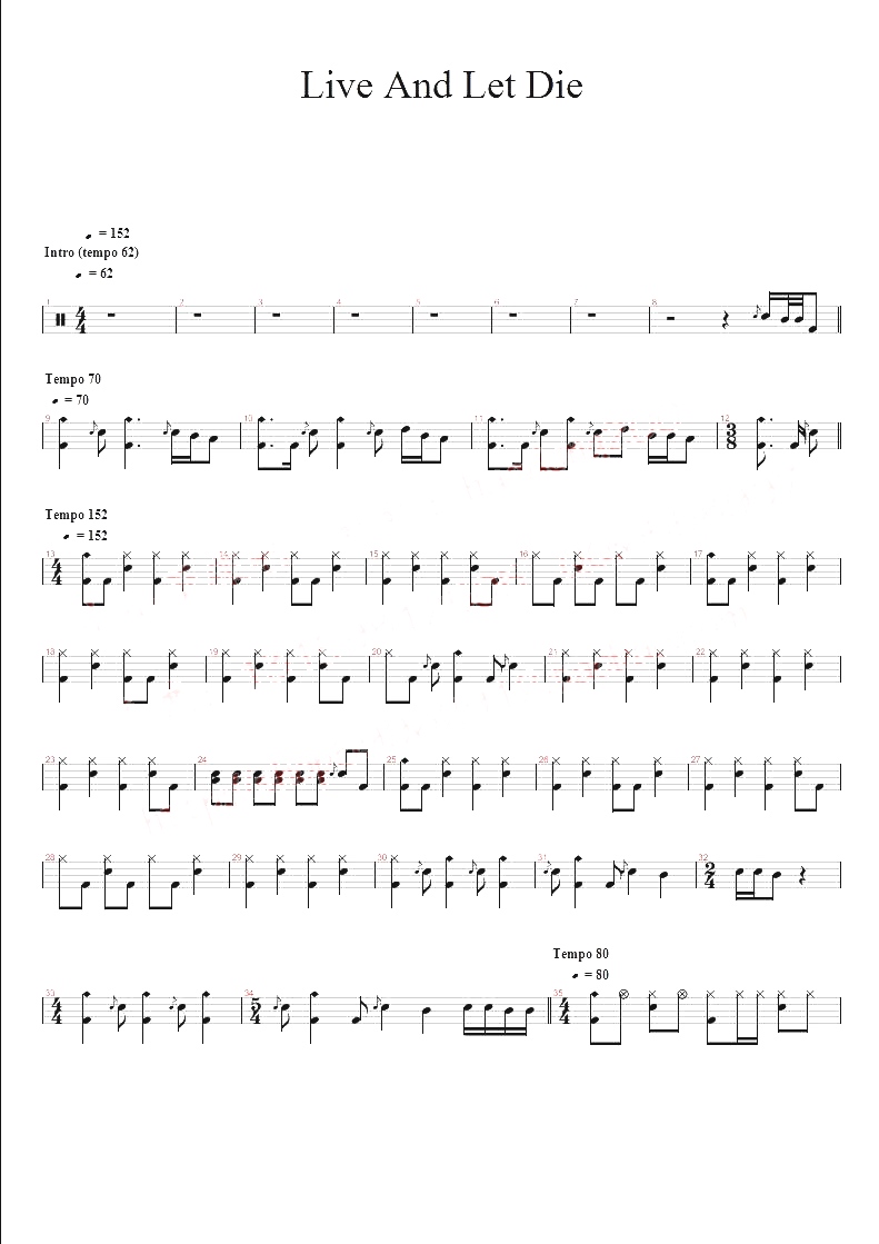 Live And Let Die 鼓谱预览