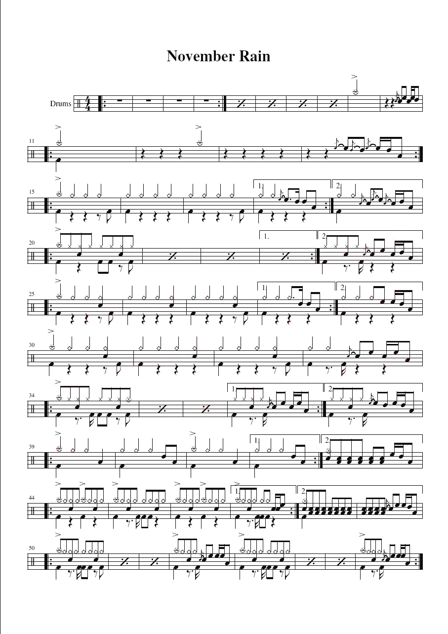 November Rain 鼓谱预览