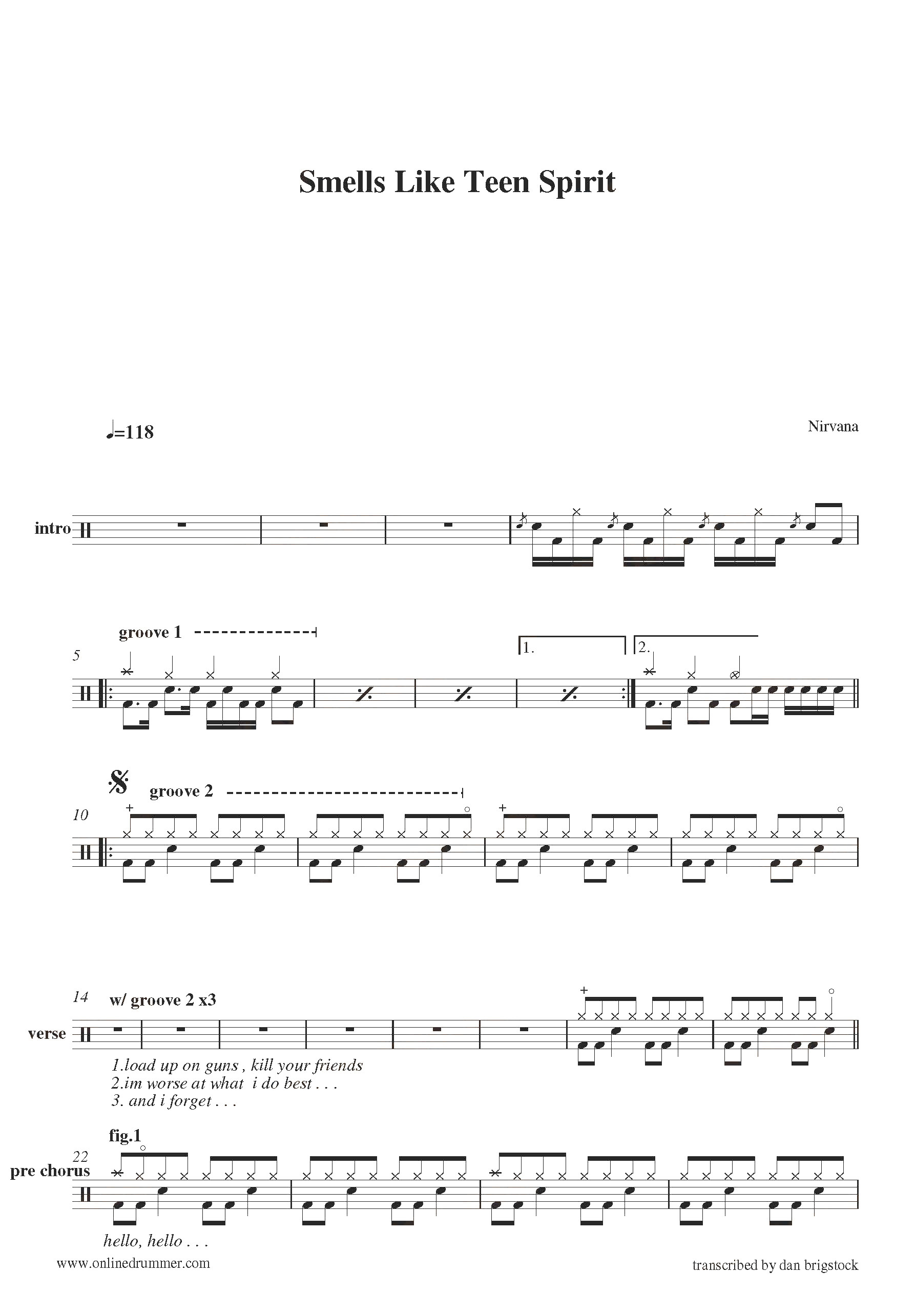 Smells Like Teen Spirit 鼓谱预览