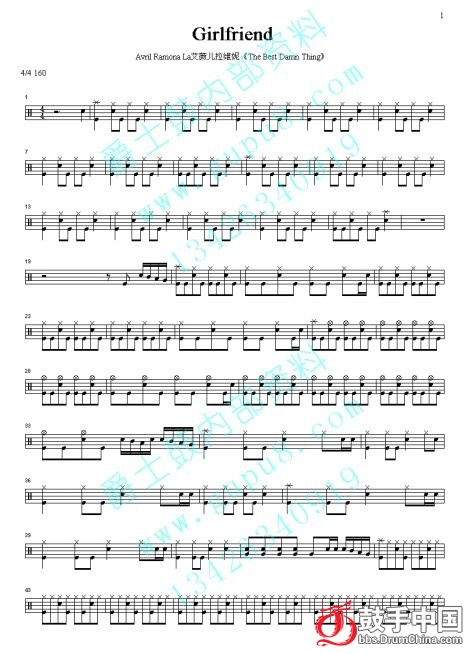 Girlfriend 鼓谱预览