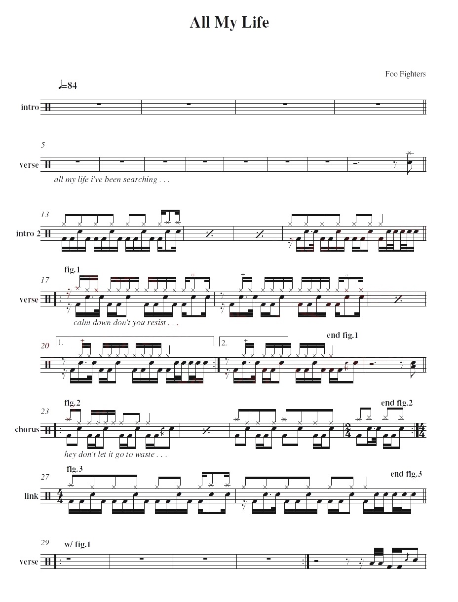 All My Life 鼓谱预览