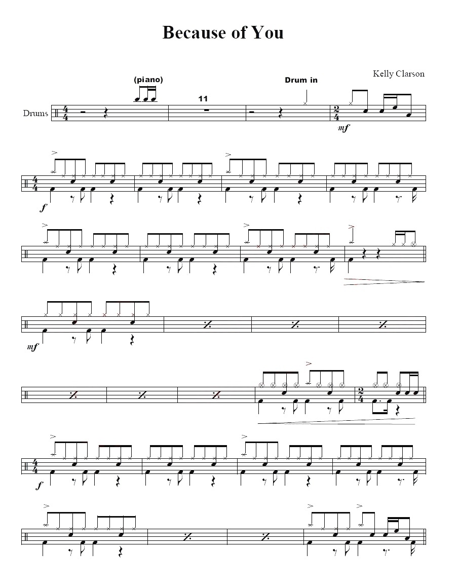 Because Of You 鼓谱预览