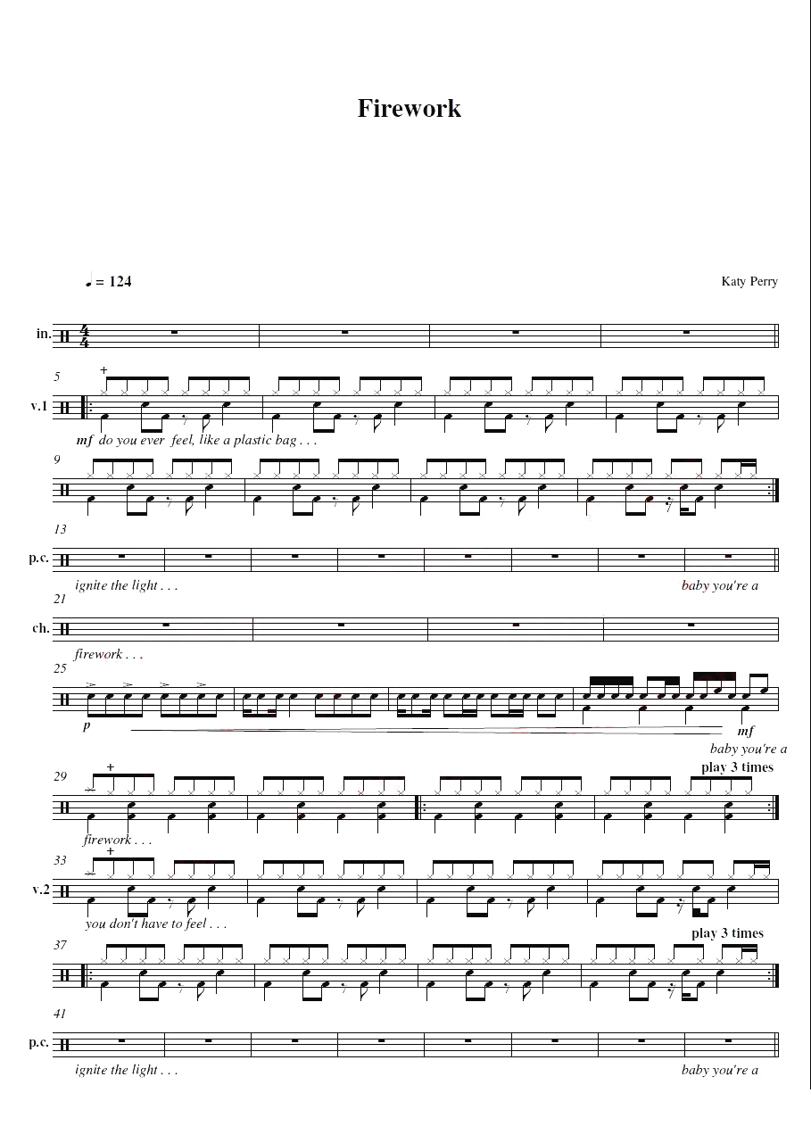 Firework 鼓谱预览