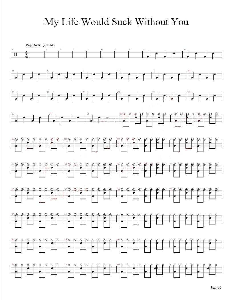 My Life Would Suck Without You 鼓谱预览