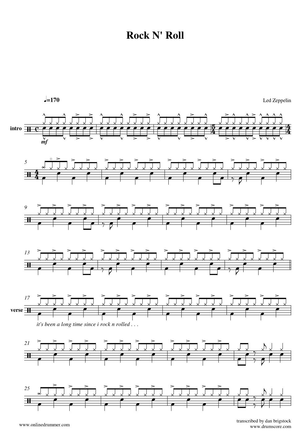 Rock 'N' Roll 鼓谱预览