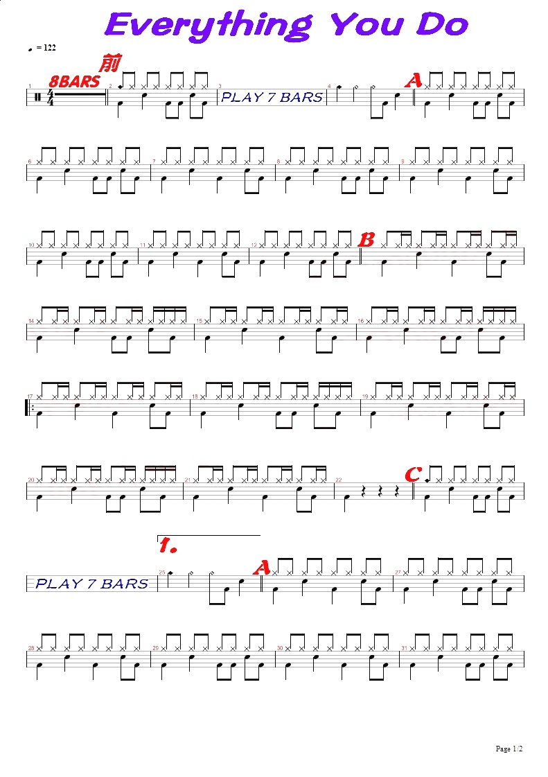 Everything You Do 鼓谱预览