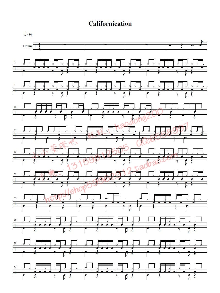 Californication 鼓谱预览
